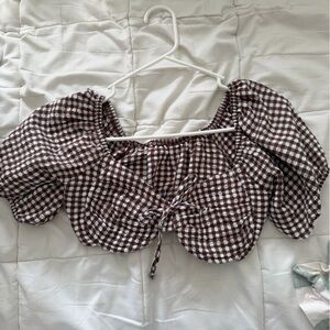 Target Brown and White Gingham Blouse